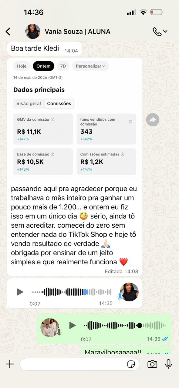 Resultado da aluna Vânia